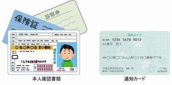 イラスト:本人確認書類 通知カード 住民基本台帳カード