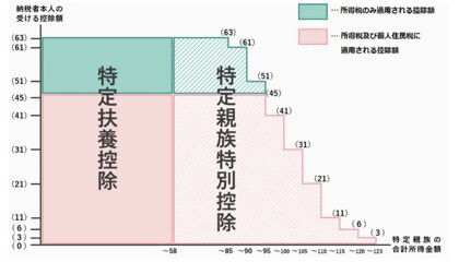 特定扶養控除と特定親族特別控除のイメージ