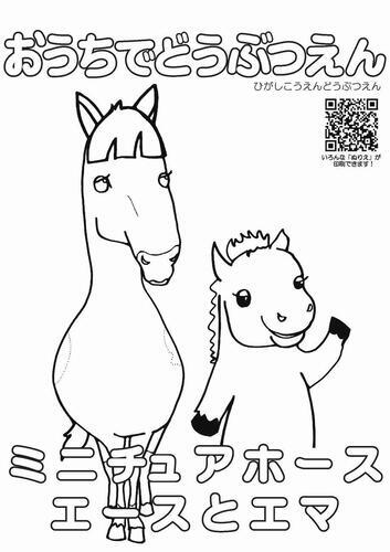 イラスト：ミニチュアホース　エースとエマのぬり絵