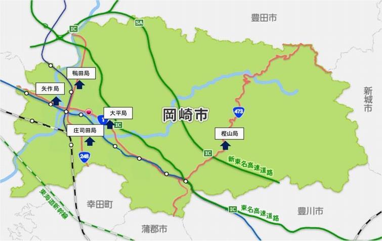 地図：大気汚染常時監視測定局位置図