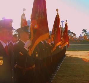 写真：消防団整列