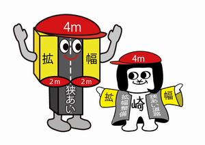 イラスト：カクフッくんとオカザえもん　バンザイ