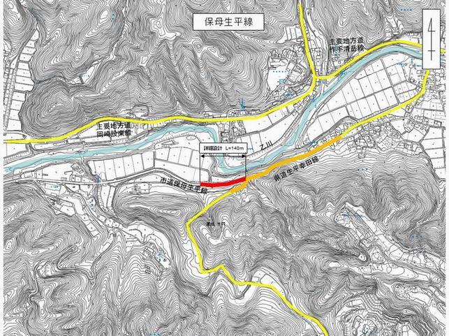 地図：保母生平線位置図