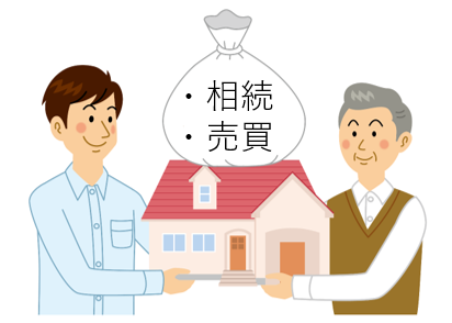 イラスト：相続・売買をするようす