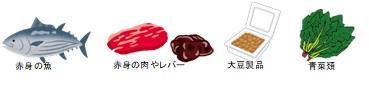 イラスト：鉄を多く含む食品