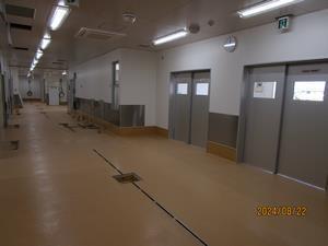 写真：工事中の給食センターの通路（令和6年8月）2