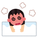 イラスト：お風呂でのぼせる女性