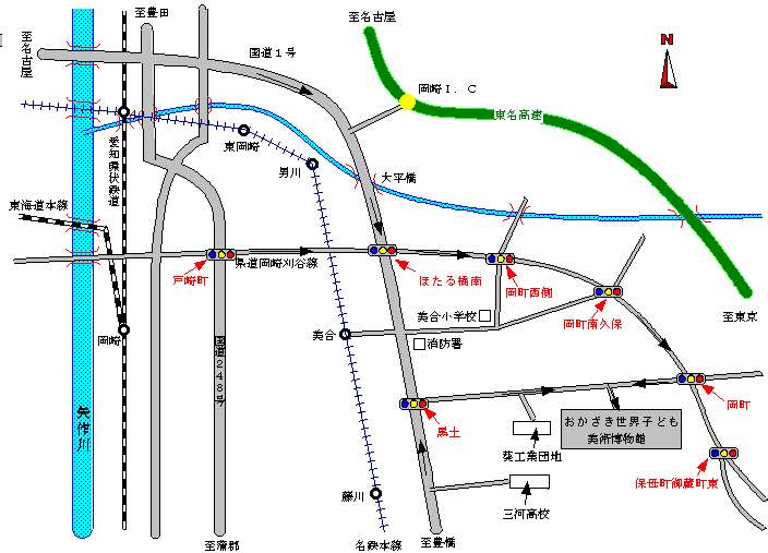 地図：岡崎世界子ども美術博物館周辺
