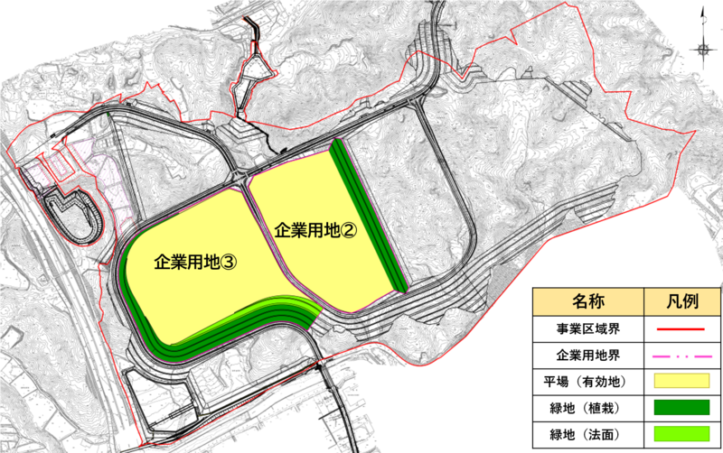 地図：岡崎市阿知和地区工業団地分譲区画