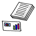 イラスト：書類とグラフ