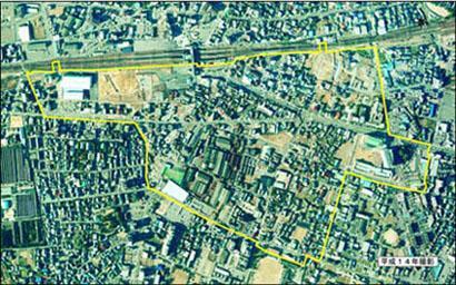 写真：岡崎駅東地区の航空画像1
