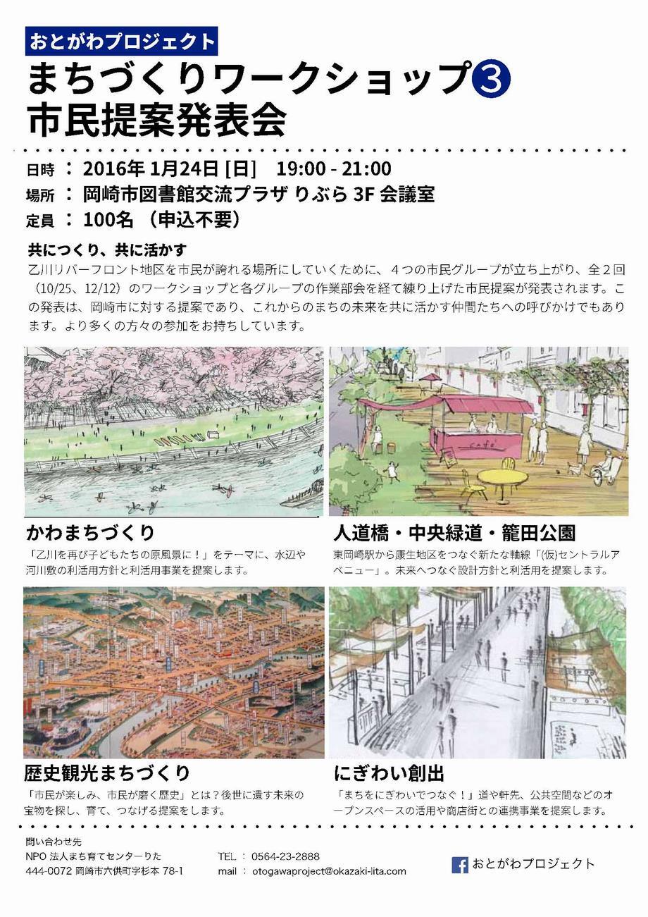 写真：まちづくりワークショップ市民提案発表会チラシ