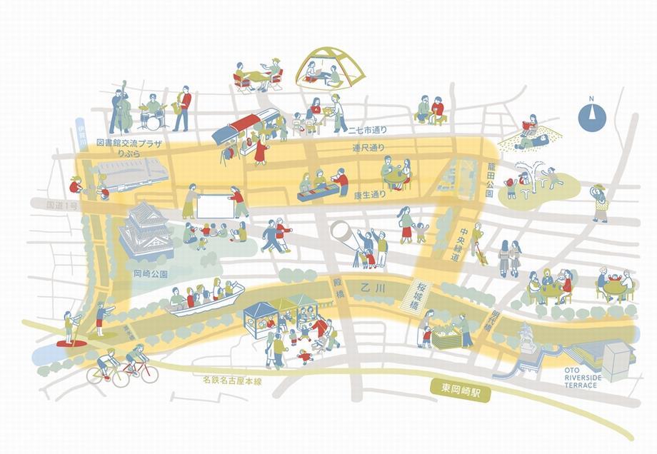 イラスト：東岡崎駅エリアの地図