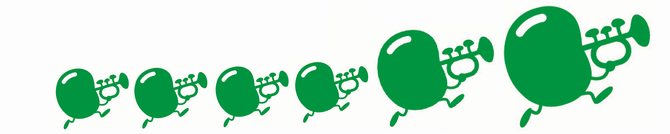 イラスト：豆がトランペットを吹いている