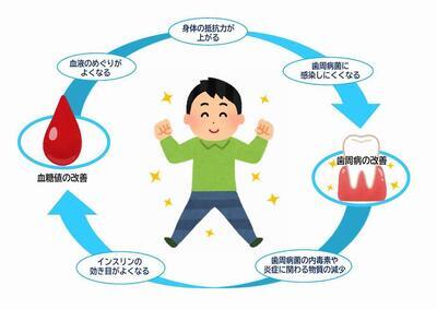 イラスト：糖尿病と歯周病の関係図