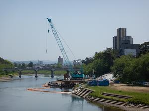 写真：仮桟橋の撤去