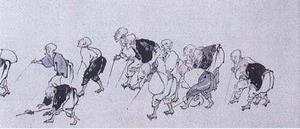 写真：紙本墨画淡彩百盲行旅の図2