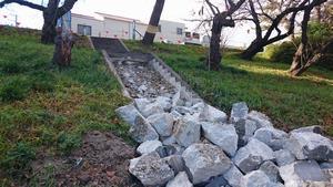 写真：階段撤去状況