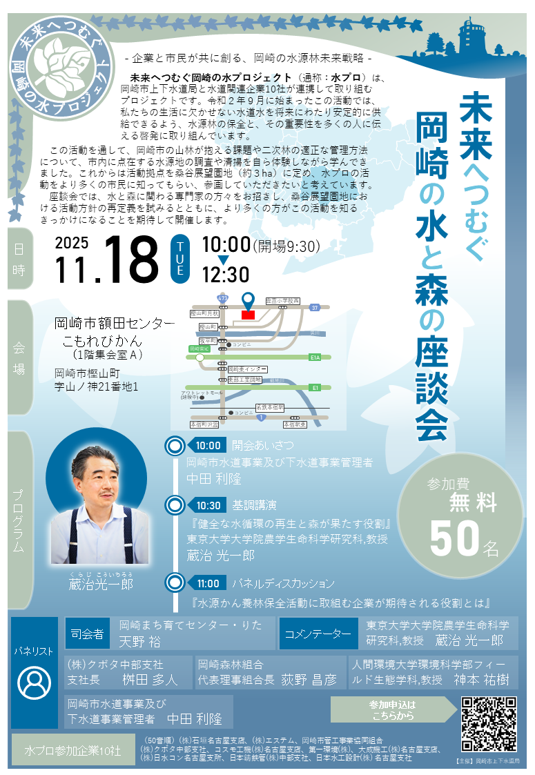 写真：未来へつむぐ岡崎の水と森の座談会チラシ