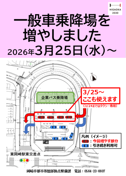 明大寺交通広場の一般車乗降場の看板レイアウトの画像