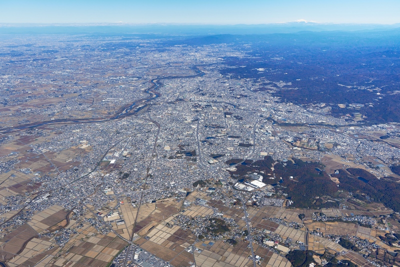 岡崎市全景の航空写真
