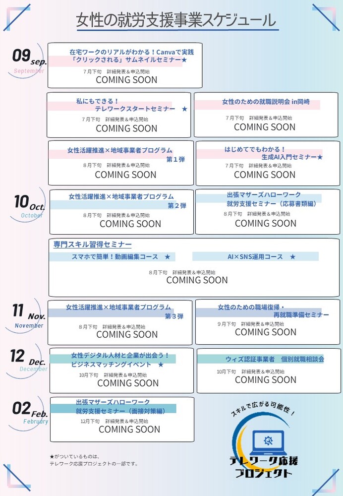 テレワーク応援プロジェクトスケジュール