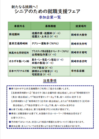 シニアのための就職支援フェアチラシ2