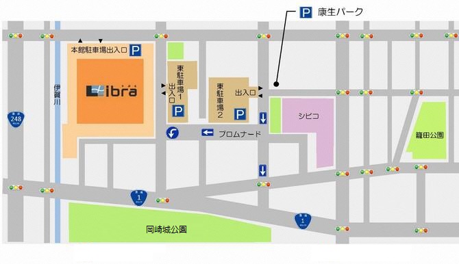 周辺駐車場への地図（周辺マップのページへ）